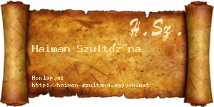 Haiman Szultána névjegykártya